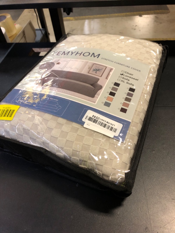 Photo 1 of YEMYHOM Couch Cover Latest Jacquard Design High Stretch Sofa Covers for 2 Cushion Couch, Pet Dog Cat Proof Loveseat Slipcover Non Slip Magic Elastic Furniture Protector (Medium, Ivory)