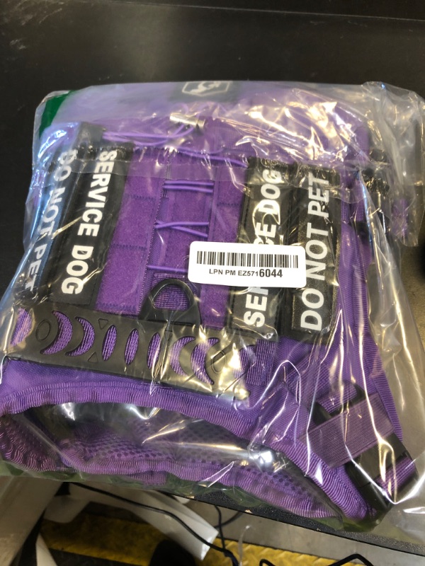 Photo 1 of Yungaspy No Pull Tactical Dog Harness for Small Dogs, Escape Proof Molle Dog Vest Harness and Leash Set, Adjustable Military Service Dog Harness with Handle for Medium Large Dogs(Purple, Small)
