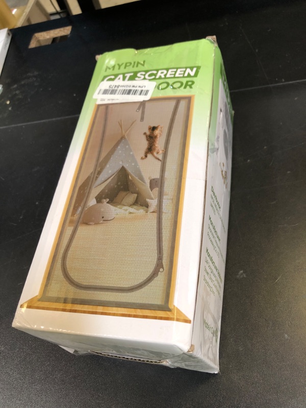 Photo 1 of New Reinforced Cat Screen Door, Fits Door Size 38''x 81'' Heavy Duty Pets Proof Screen Door with Bilateral Zipper, Prevent Dogs Cats Running Out from Home, Bedroom,Living Room, etc