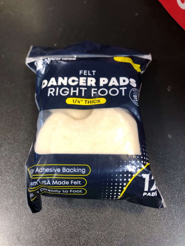 Photo 1 of Premium Dancers Pads for Ball of feet Pain - Sesamoiditis Pads - Made in USA - 1/4" Thick Adhesive Skived Felt - 12 Pieces - Right Foot