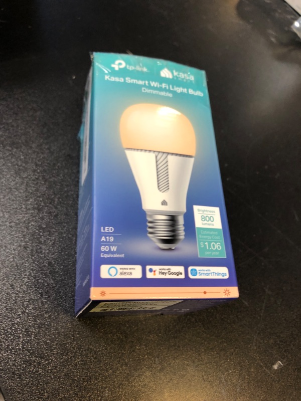 Photo 1 of Kasa Smart Light Bulb KL110, LED Wi-Fi smart bulb works with Alexa and Google Home, A19 Dimmable, 2.4Ghz, No Hub Required, 800LM Soft White (2700K), 9W (60W Equivalent)