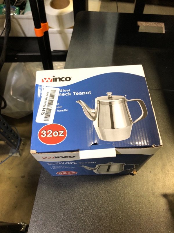 Photo 1 of Winco Gooseneck Teapot, 32-Ounce,Stainless Steel,Medium