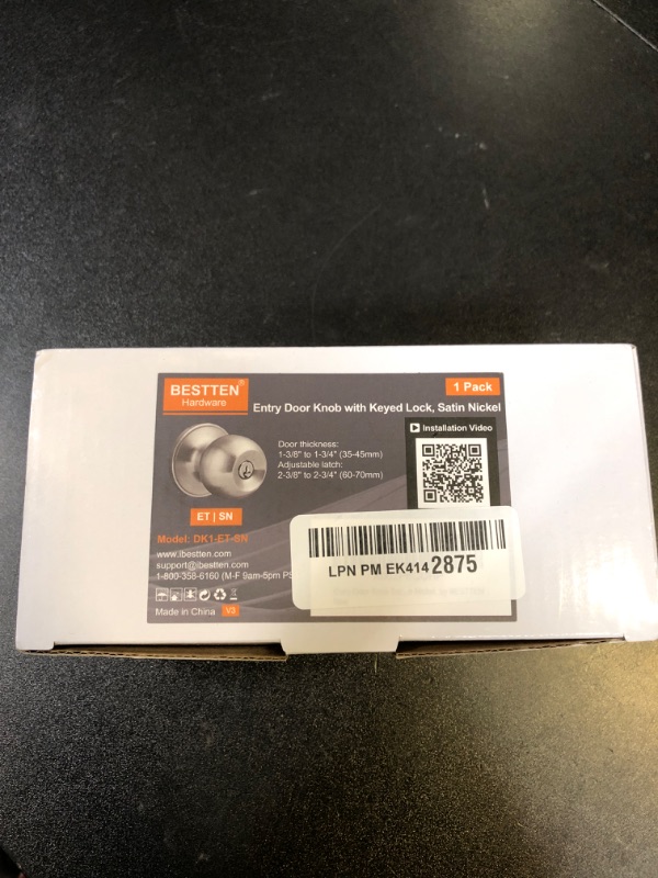 Photo 1 of BESTTEN Keyed Entry Door Knob with Lock, Interior and Exterior Door Lock, Standard Ball, Satin Nickel