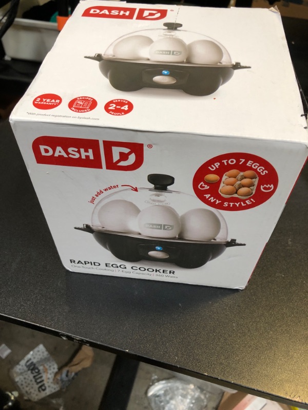 Photo 1 of DASH Rapid Egg Cooker: 7 Egg Capacity Electric Egg Cooker for Hard Boiled Eggs, Poached Eggs, Scrambled Eggs, or Omelets with Auto Shut Off Feature - Black'