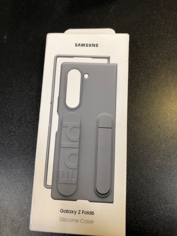 Photo 1 of Samsung Galaxy Z Fold 6 Silicone Phone Case, Protective Cover with Stand, Secure Grip, Slim, Soft, Comfortable Design, US Version, EF-MF956TJEGUS, Gray