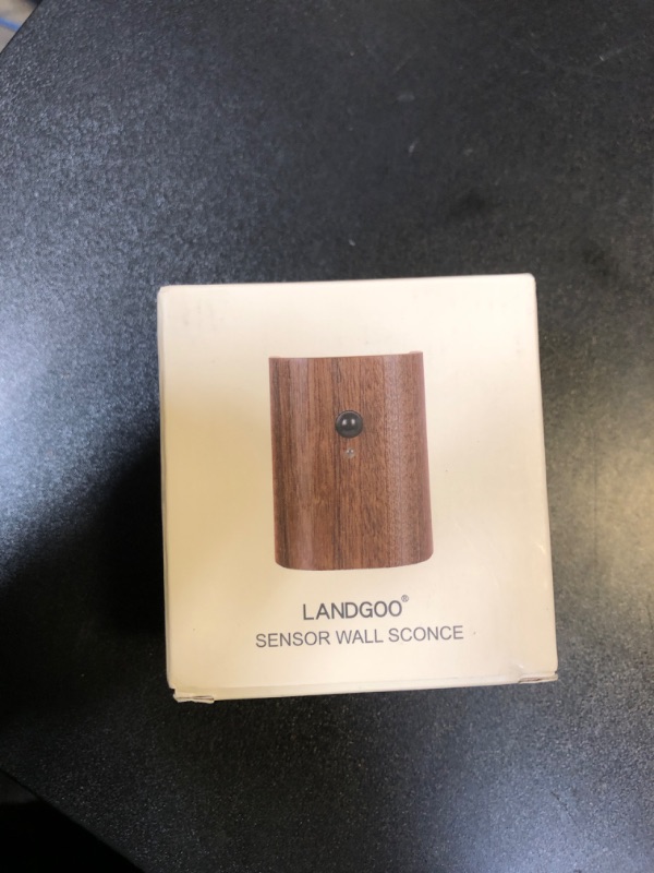 Photo 1 of LANDGOO Smart Night Light Step Lights 2 Pack - Rechargeable Motion Sensor Stair Lights, 2700K Warm White LED, Walnut Wood for Hallway & Bedroom Safety