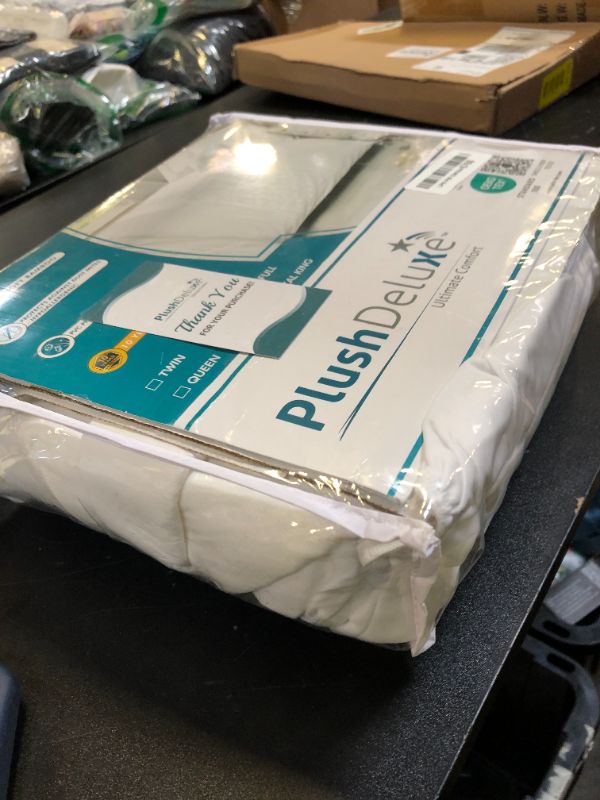 Photo 1 of PlushDeluxe Premium Bamboo Mattress Protector – Twin XL Size, Waterproof, & Ultra Soft Breathable Noiseless Washable Bed Mattress Cover for Comfort & Protection - White