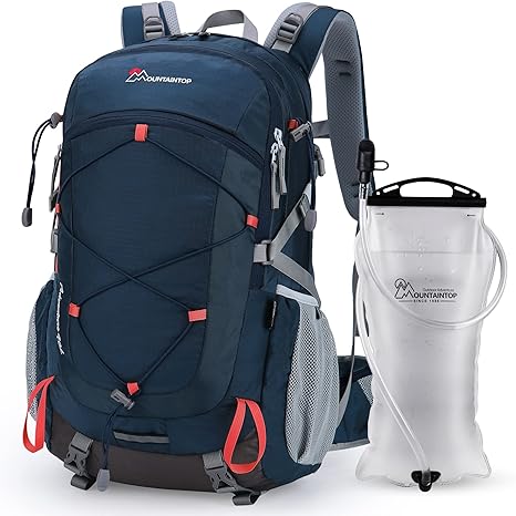 Photo 1 of MOUNTAINTOP 40L Hiking Backpack with 3L Hydration Bladder for Men & Women Camping Climbing,Blue and Orange
