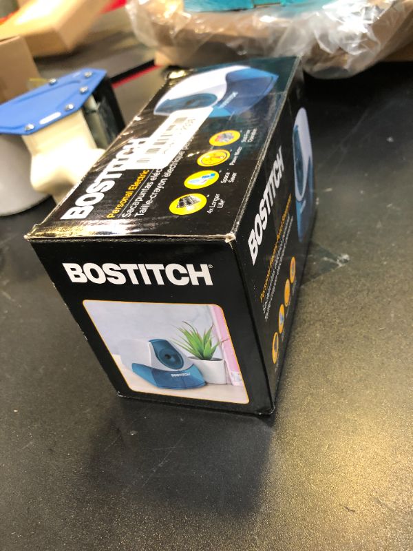 Photo 1 of Bostitch Office Personal Electric Pencil Sharpener, Powerful Stall-Free Motor, High Capacity Shavings Tray, Blue