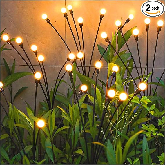Photo 1 of TONULAX Solar Garden Lights - Upgraded Solar Swaying Light, Sway by Wind, Outdoor Lights, Yard Patio Pathway Decoration, High Flexibility Iron Wire & Heavy Bulb Base, Warm White(2 Pack)
