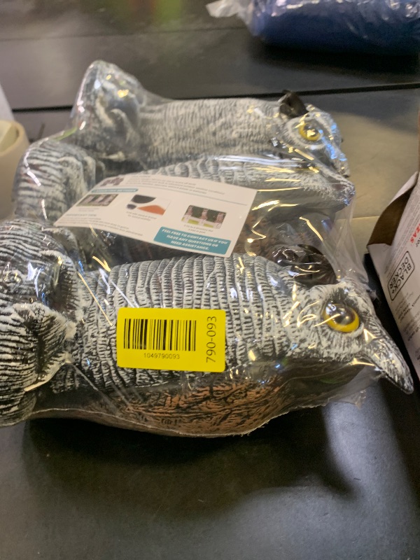 Photo 1 of 3-Pack Owl Decoys for Bird Deterrent - Weatherproof Bird Repellent Devices for Outdoor Use - Plastic Owls to Scare Birds Away and Control Garden Pests