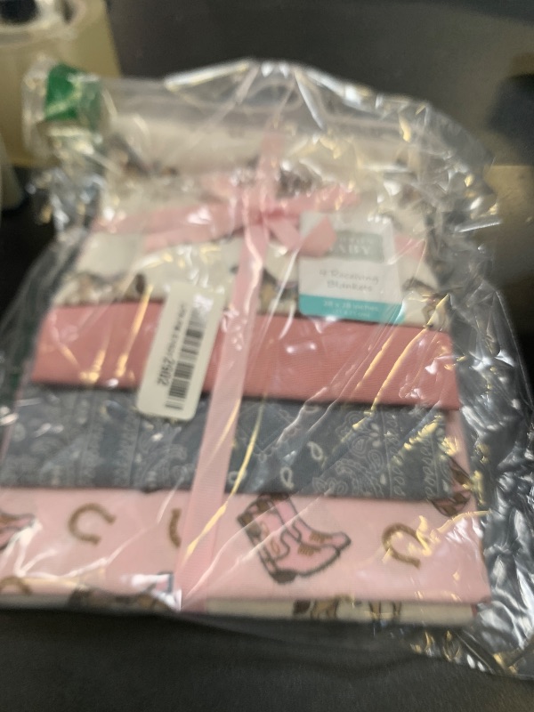 Photo 1 of Hudson Baby Unisex Baby Cotton Rich Flannel Receiving Blankets 4-Pack, Cowgirl, One Size