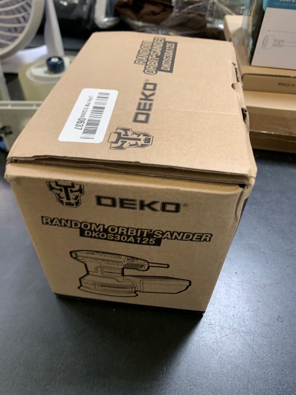 Photo 1 of Orbital Sander Corded Hand Sander: DEKOPRO 5" Random Orbital Sander with Dust Box, 6 Various Speeds Electric Palm Sander with Dust Box, 16Pcs Sandpapers for Woodworking & Sanding-Yellow
