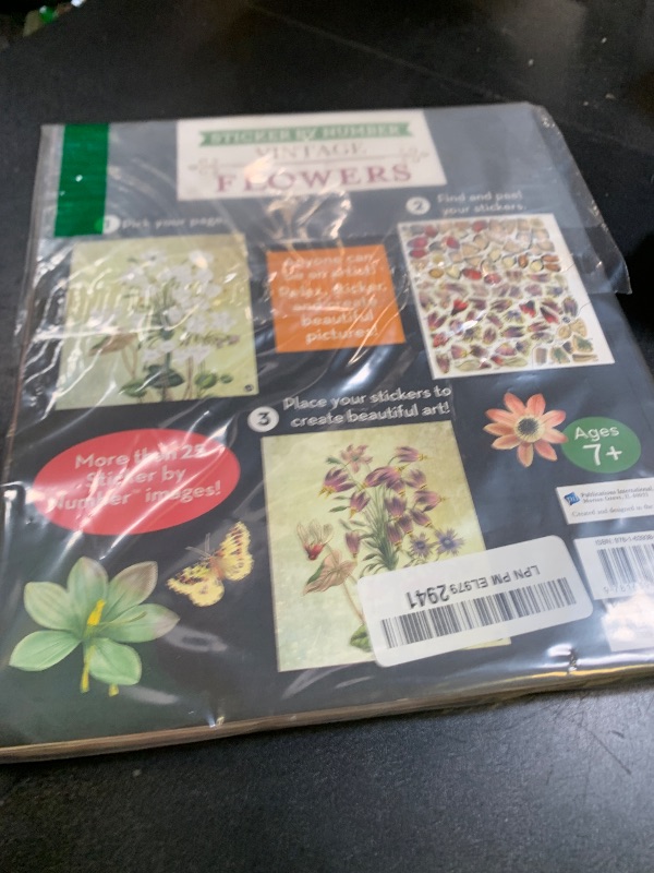 Photo 1 of Brain Games - Sticker by Number - Vintage: Flowers (28 Images to Sticker)