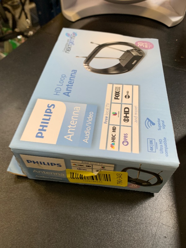 Photo 1 of Philips Indoor TV Antenna Rabbit Ears for Local Channels, 15 Inch Extendable Dipoles, 4K 1080P VHF UHF, Tabletop Antenna, Digital HDTV Antenna, Smart TV, 4ft Coaxial Cable, Black, SDV7114A/27