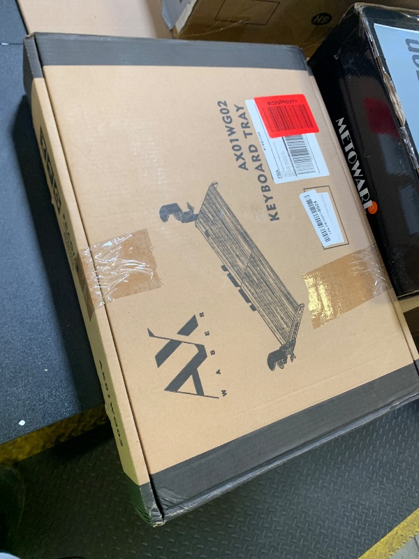 Photo 1 of AX WABER Keyboard Tray Under Desk Pull Out with Extra Sturdy C Clamp Mount System, 27.3 (32.5 inch Including Clamps) x 11 Inch Slide-Out Platform Computer Drawer for Typing Vintage AX01WG02