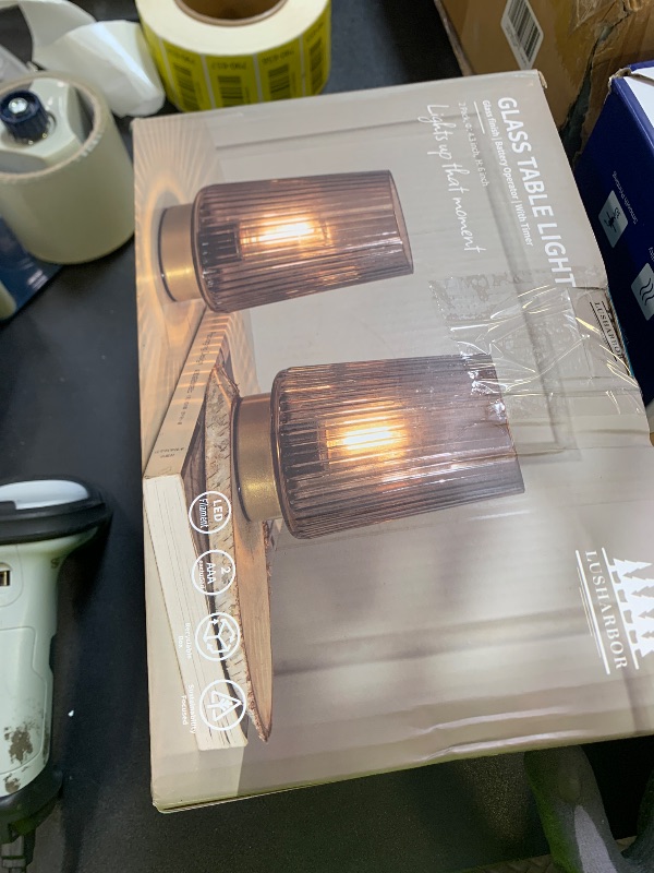 Photo 1 of Battery Operated Lamp Aesthetic with Timer, Small Cozy Table Lamps for College Dorm, Cordless Battery Powered Decorative Lamp for Bedside Living Room Shelf Amber Set of 2