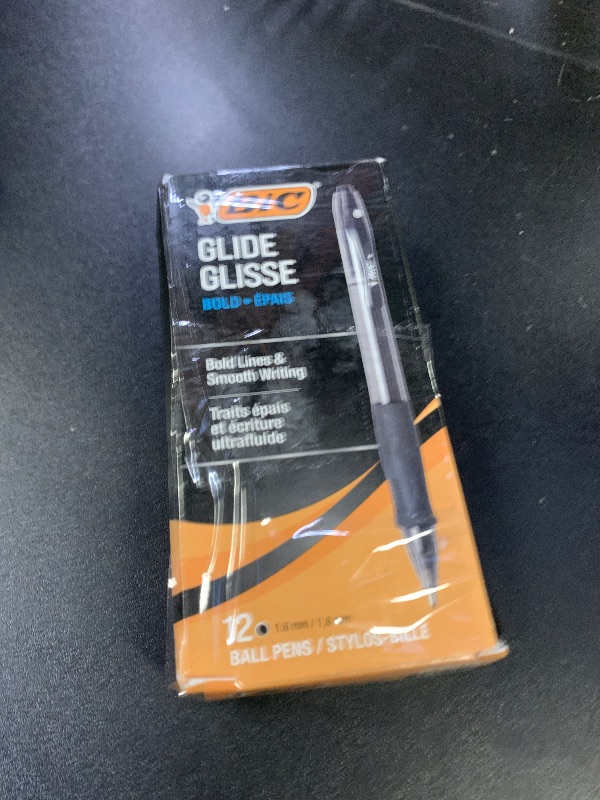 Photo 1 of BIC Velocity Ballpoint Retractable Pen, Black Ink, Bold, Dozen