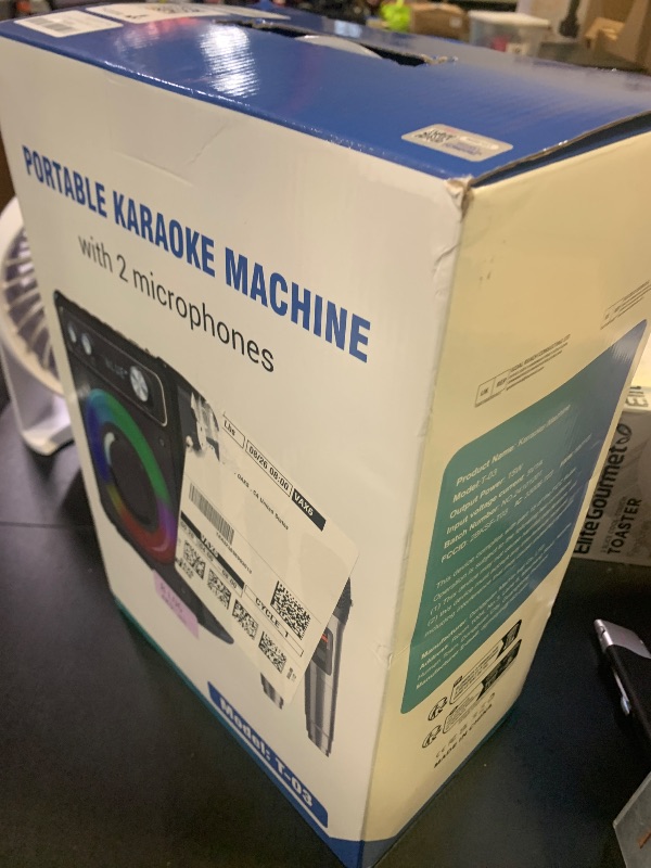 Photo 1 of VOSOCO Karaoke Machine, Portable Bluetooth Karaoke Speaker with 2 Wireless Microphones, PA System for Adults Kids with LED Lights, Supports FM/AUX/USB/TF for Home Party