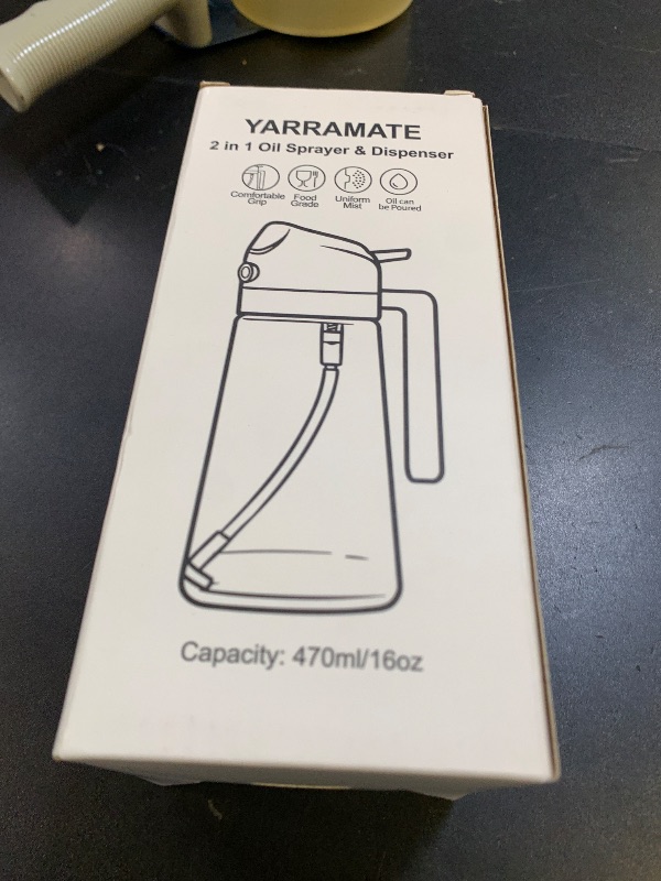 Photo 1 of YARRAMATE 16oz/470ml Glass Olive Oil Sprayer for Cooking with Stickers, 2 in 1 Oil Dispenser for Kitchen Gadgets, Food Grade Premium Spray Bottle with Portion Control for Salad, Frying, BBQ (Green)