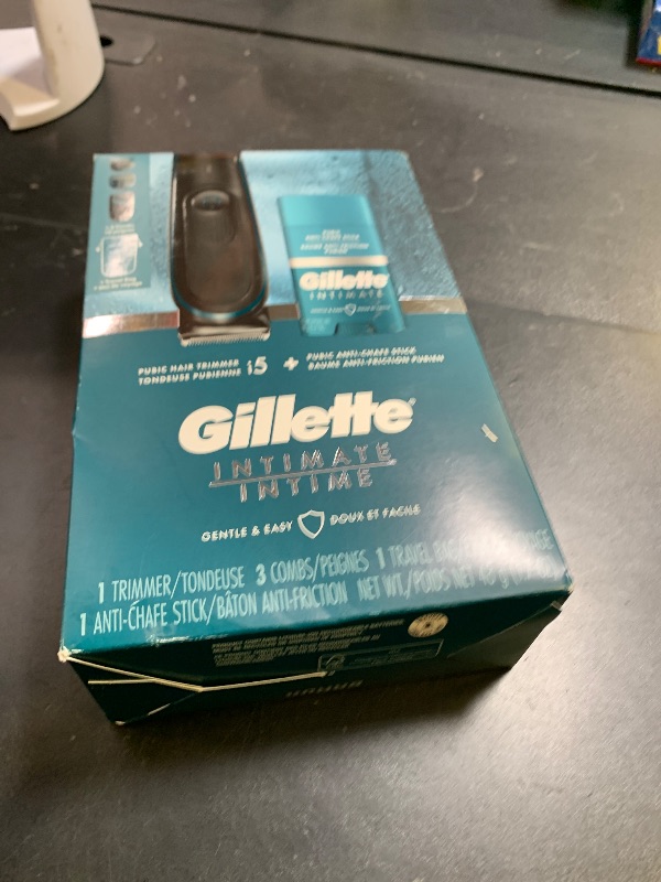 Photo 1 of Gillette Intimate Men’s Pubic Hair Trimmer, SkinFirst Pubic Hair Trimmer for Men, Waterproof, with Anti Chafe Stick