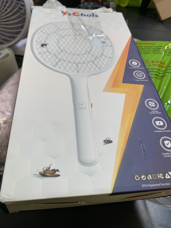 Photo 1 of YsChois Electric Fly Swatter, Bug Zapper, Mosquito Zapper Racket | Gold Zone Voltage, Densest 3 mm Mesh, Apple-Like Weight - AA Battery Powered (not incl.) - Indoor & Outdoor, Pro Swat Tips, 2 Packs