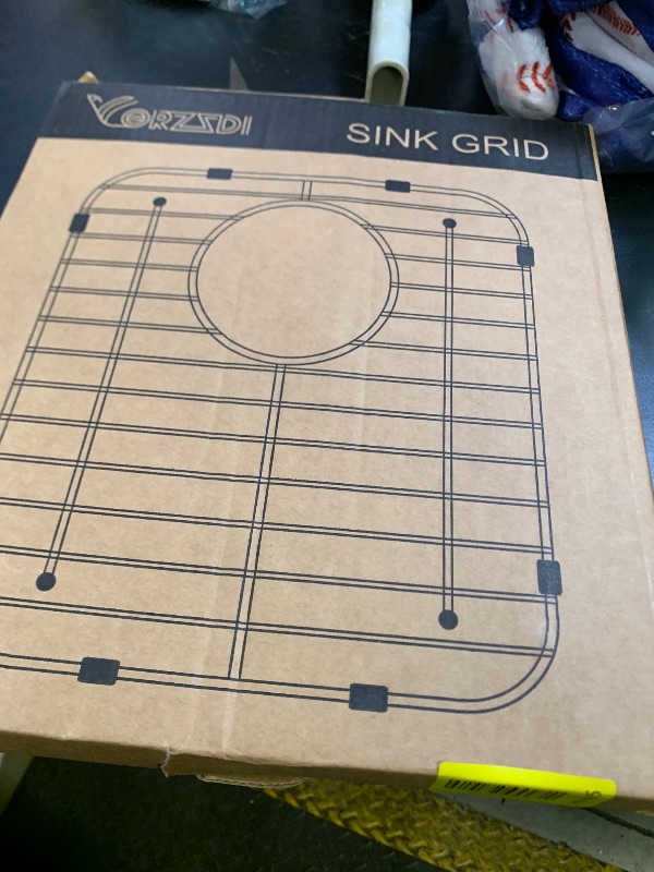 Photo 1 of YORZSDI Kitchen Sink Grid 11-3/4" x 12-1/4"- Heavy Duty Kitchen Sink Protector with Built-in Strainer & Rear Drain, Non-Slip Rubber Feet & Scratch Resistant Bottom Guard