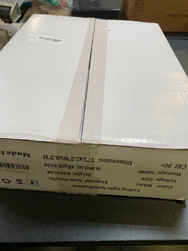 Photo 1 of Shine LUEST Modern Ceiling Light, 39.4'' Dimmable LED White Flush Mount Ceiling Lights with Remote Acrylic Round Ceiling Lamp Fixture for Low Ceiling Bedroom Living Room Dining Room, 100W