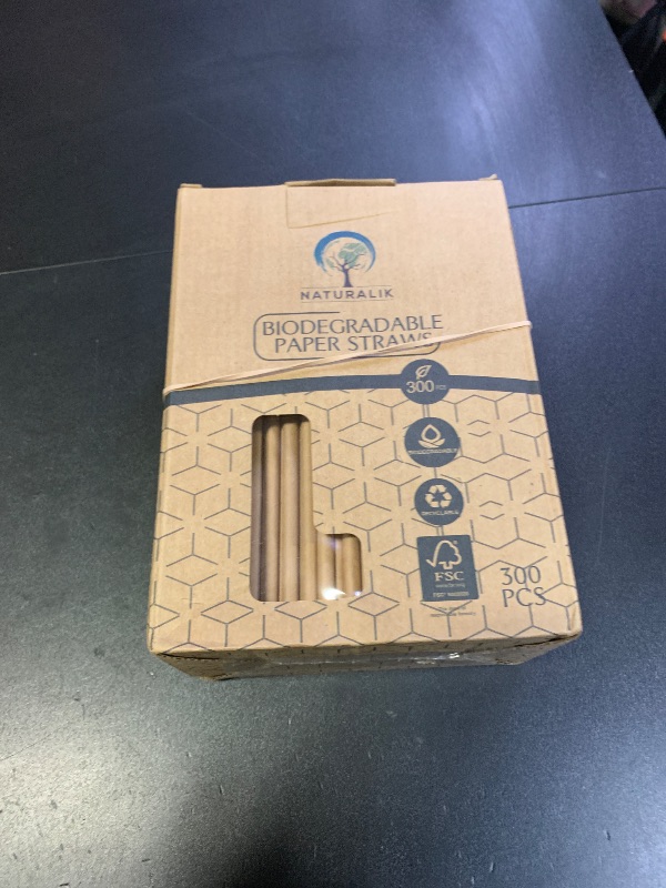 Photo 1 of Naturalik 300/1000-Pack Extra Durable Brown Paper Straws Biodegradable- Premium Toxin Free Paper Straws Bulk- Drinking Straws for Juices, Restaurants and Party supplies, 7.7" (Brown, 300ct)