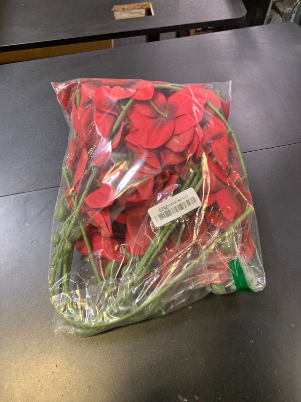 Photo 1 of IPOPU 6Pcs Red Orchids Artificial Flowers 37.4" Long Stem Fake Silk Orchid Look Real Flowers for Tall Vase Faux Orchids with 9 Large Blooms for Wedding Home Dining Table Centerpiece Decoration (Red)