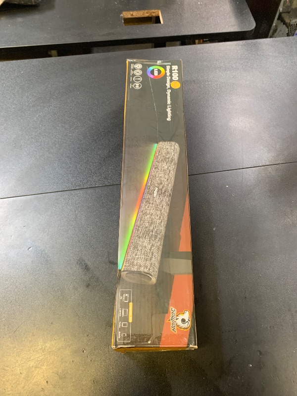 Photo 1 of SOULION R100 Plus Computer Speakers with Dynamic RGB Light, Rechargeable Bluetooth Speaker with Switch Button, Clearly Sound Soundbar for Desktop Monitor, PC, Tablets(3.5mm Aux Connection Included)