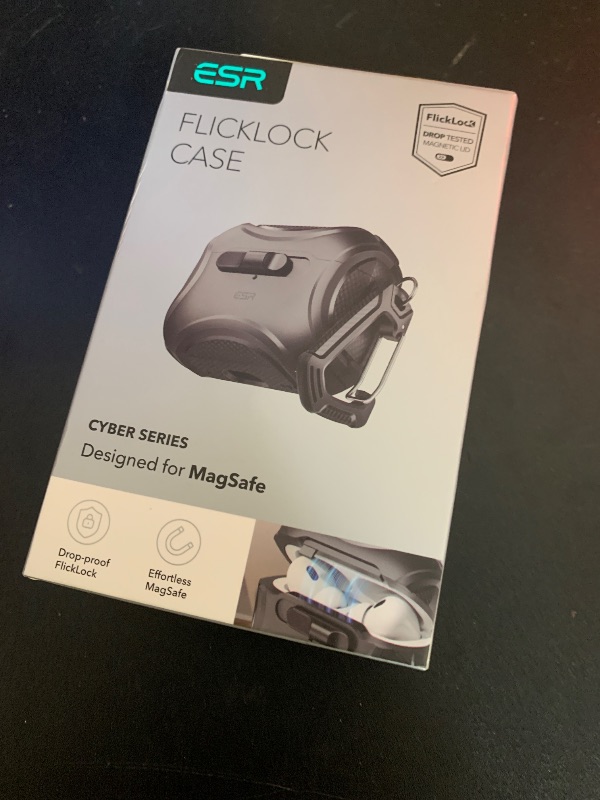 Photo 1 of ESR for AirPods Pro 2 Case (2023/2022/2019, 2nd/1st Gen), Compatible with AirPods Pro 2nd Generation (USB-C/Lightning Cable), Effortless MagSafe, Drop-Proof Lock, Easy Open, Cyber Series,Silver Grey