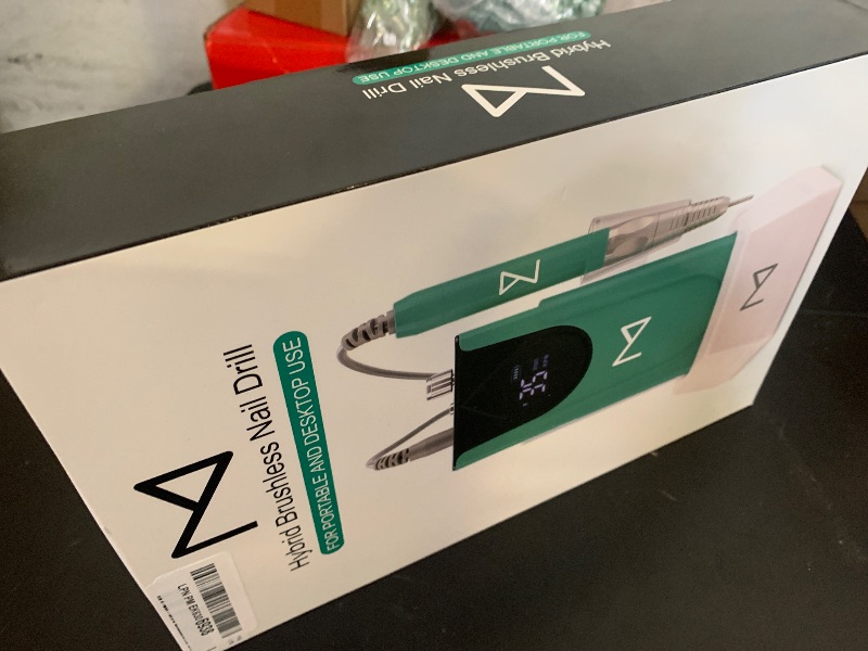 Photo 1 of M Max - Professional Nail Drill Machine - 2-in-1 Brushless Motor Nail File - Electric, Cordless, Aluminium Alloy Casing, 35000 RPM, HD Display - Perfect for Salon & Home Use (Mermaid)