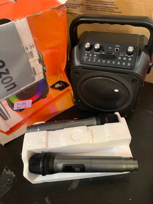 Photo 1 of Karaoke Machine, Portable Bluetooth Speaker with 2 Wireless Microphones for Adults & Kids with Lights, Karaoke Microphone with PA System Supports USB/TF/REC/FM/AUX for Home Party Home System Packages
