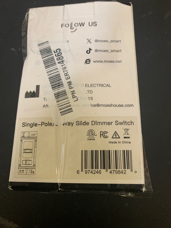 Photo 1 of MOES Dimmer Light Switch, 3 Way & Single Pole Dimmable for LED, CFL, Incandescent, Halogen, 600Watt Max, ON/Off with Dimming Slide for Bedroom Hallway, No Neutral Wire Required