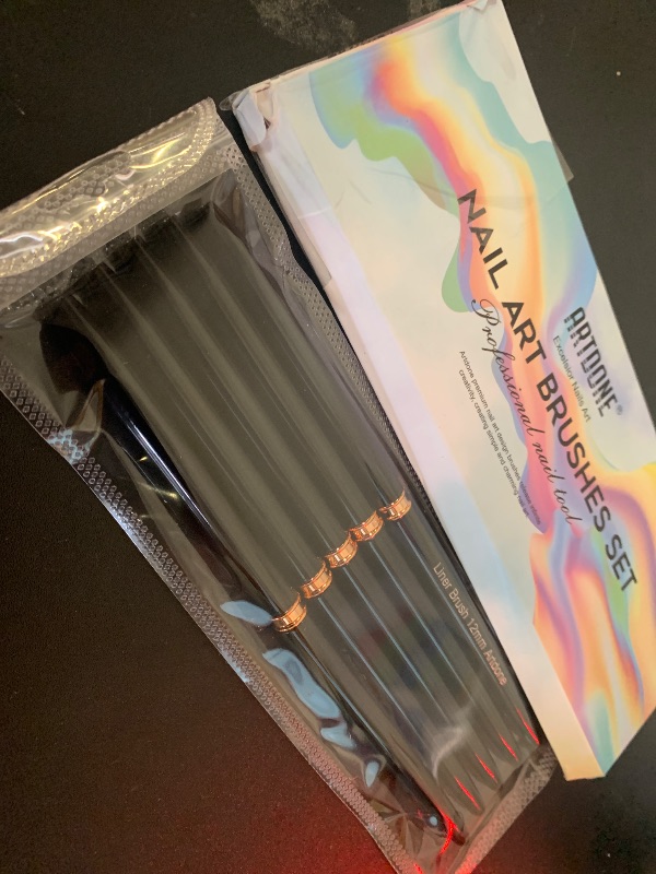 Photo 1 of Artdone Metallic Nail Art Pens, Liner Brushes Set, 5PCS Black Color Nail Tools For Long Lines, Thin Details, Fine Drawing, Liner Brush UV Gel Polish Painting Nail Design Sizes 5/8/12/20/25mm