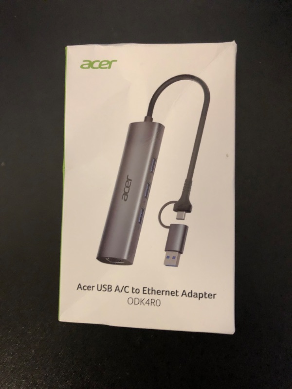Photo 1 of Acer USB C to Ethernet Adapter, USBC Hub Ethernet with 3 USBA 3.0 and RJ45 1Gbps LAN Port, Aluminum Heat Dissipation, USB to Network Adapter for Laptop, MacBook Pro, iPad, XPS and More