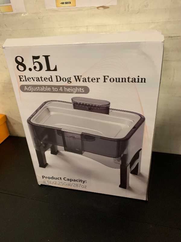 Photo 1 of UPSKY 2.25Gal Elevated Dog Water Fountain, 4 Heights Adjustable Pet Fountain for All Dog Sizes, 304 Stainless Steel Tray Indoor Cat Drinking Dispenser with Ultra-Quiet Pump & 2 Replacement Filters