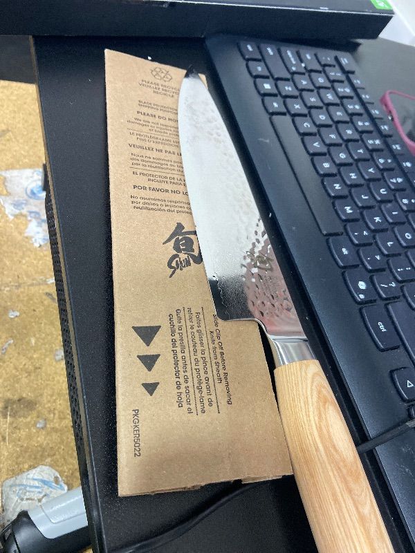 Photo 1 of Shun Premier Blonde 8" Chef's Knife, Handcrafted Japanese Kitchen Knife for Professional and Home Chefs, VG-MAX Core with Damascus Stainless Steel Cladding, Pakkawood Handle