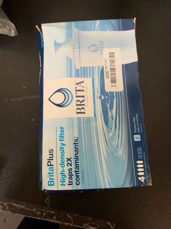 Photo 1 of Brita Plus Water Filter, BPA-Free, High-Density Replacement Filter for Pitchers and Dispensers, Reduces 2x Contaminants*, Lasts Two Months or 40 Gallons, Includes 4 Filters