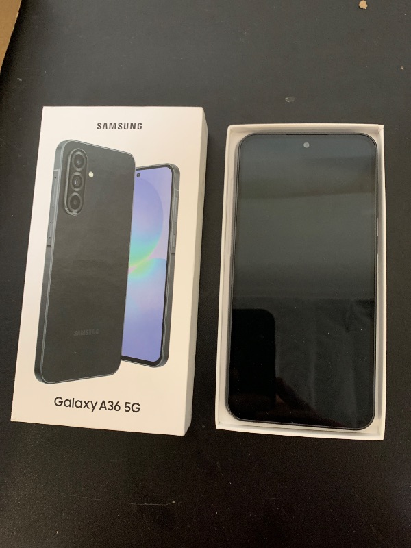 Photo 1 of Samsung Galaxy A36 5G A Series, 128GB Unlocked Android Smartphone, AMOLED Display, Rugged Design, 5G Connectivity, Affordable Performance, US Version, 2025, US 1 Yr Warranty, Awesome Black