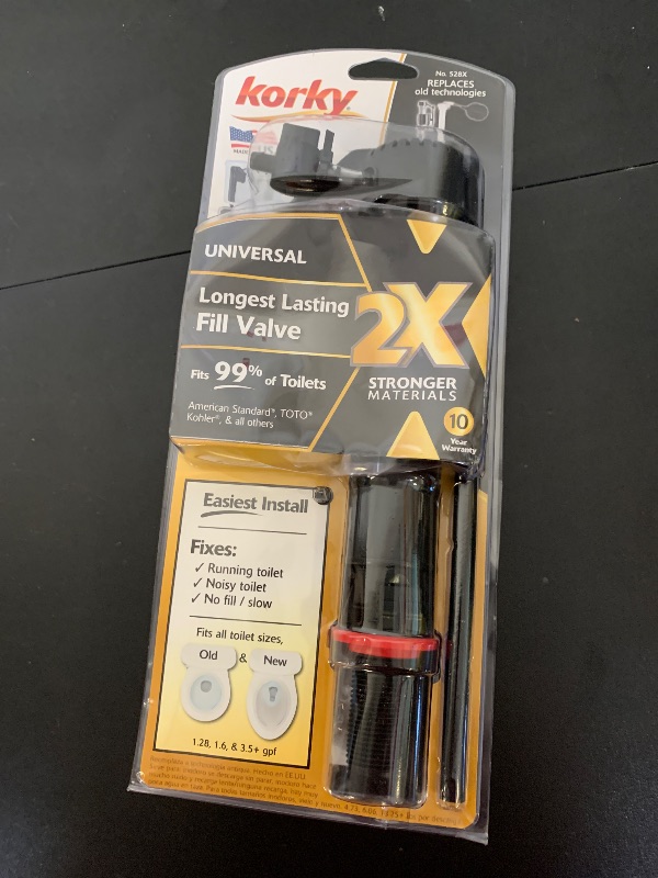 Photo 1 of Korky QuietFILL 2X Long Life Toilet Fill Valve - Universal Fits 99% of Toilets - Easy Height Adjust for Fast Install, 528X
