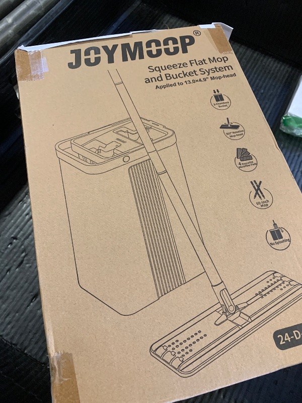 Photo 1 of JOYMOOP Mop and Bucket Set with Wringer, Flat Mops for Floor Cleaning, Wall Mop Cleaner with Long Handle, Hardwood Floor Mop with 4 Microfiber Pads