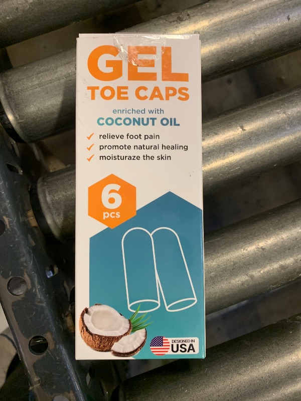 Photo 1 of Homergy Soft Gel Toe Caps with Healing Coconut Oil - 6 Reusable Big Toe Protectors for Ingrown or Missing Toenails, Corns, Calluses & Blister Relief