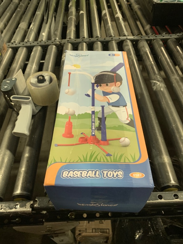 Photo 1 of EagleStone 3-in-1 Toddler T Ball Set for Kids 3-5, 5-8, 2 Baseball Bats,Adjustable Height Hanging Tee,Tball Batting Stand,Ball Launcher. Outdoor/Indoor Baseball Toys for Toddlers, Backyard Sports Gift
