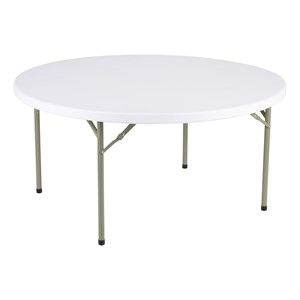 Photo 1 of Round Blow-Molded Plastic Folding Table (60" Diameter) - White
