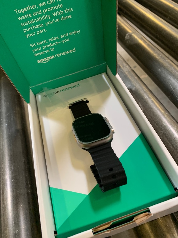 Photo 1 of Apple Watch Ultra [GPS + Cellular 49mm] Titanium Case with Midnight Ocean Band, One Size (Renewed Premium)