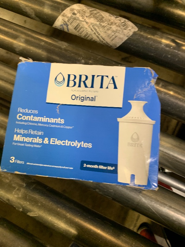 Photo 1 of Brita Standard Water Filter for Pitchers and Dispensers, BPA-Free, Reduces Copper, Cadmium and Mercury Impurities, Lasts Two Months or 40 Gallons, Includes 3 Filters for Pitchers