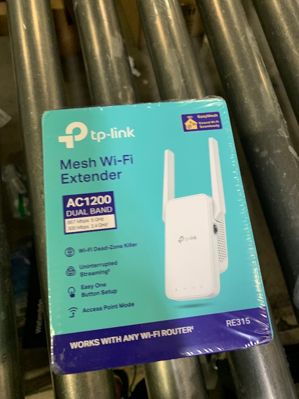 Photo 1 of TP-Link AC1200 WiFi Extender, 2025 Wirecutter Best WiFi Extender, 1.2Gbps Home Signal Booster, Dual Band 5GHz/2.4GHz, Up to 1600 Sq.ft and 32 Devices, EasyMesh Compatible, One Ethernet Port (RE315)