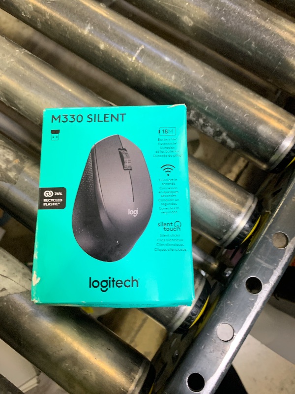 Photo 1 of Logitech M330 SILENT Wireless Mouse, 2.4GHz with USB Receiver, Optical Tracking, Quiet & Lightweight, Long Battery Life, for PC, Mac, Laptop, Chromebook - Black